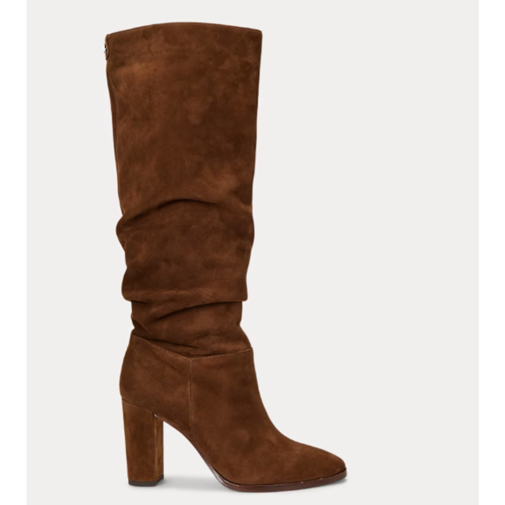 Ralph Lauren women's Artizan Suede tobacco knee-high Tall Boots size 5 - Picture 1 of 6